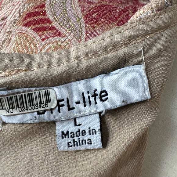 BTFL - Life Ruffled Maxi Dress Size Large Muted Neutrals and Pink Back zipper - Picture 10 of 11